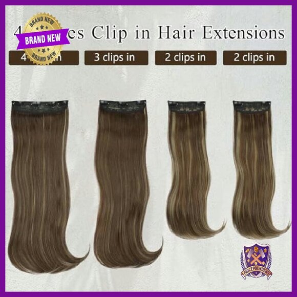 20 Inch Synthetic Hair Extensions 4 Piece Set Clip In Layered main image 4